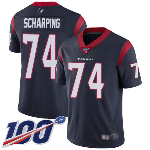 Houston Texans Limited Navy Blue Men Max Scharping Home Jersey NFL Football #74 100th Season Vapor Untouchable